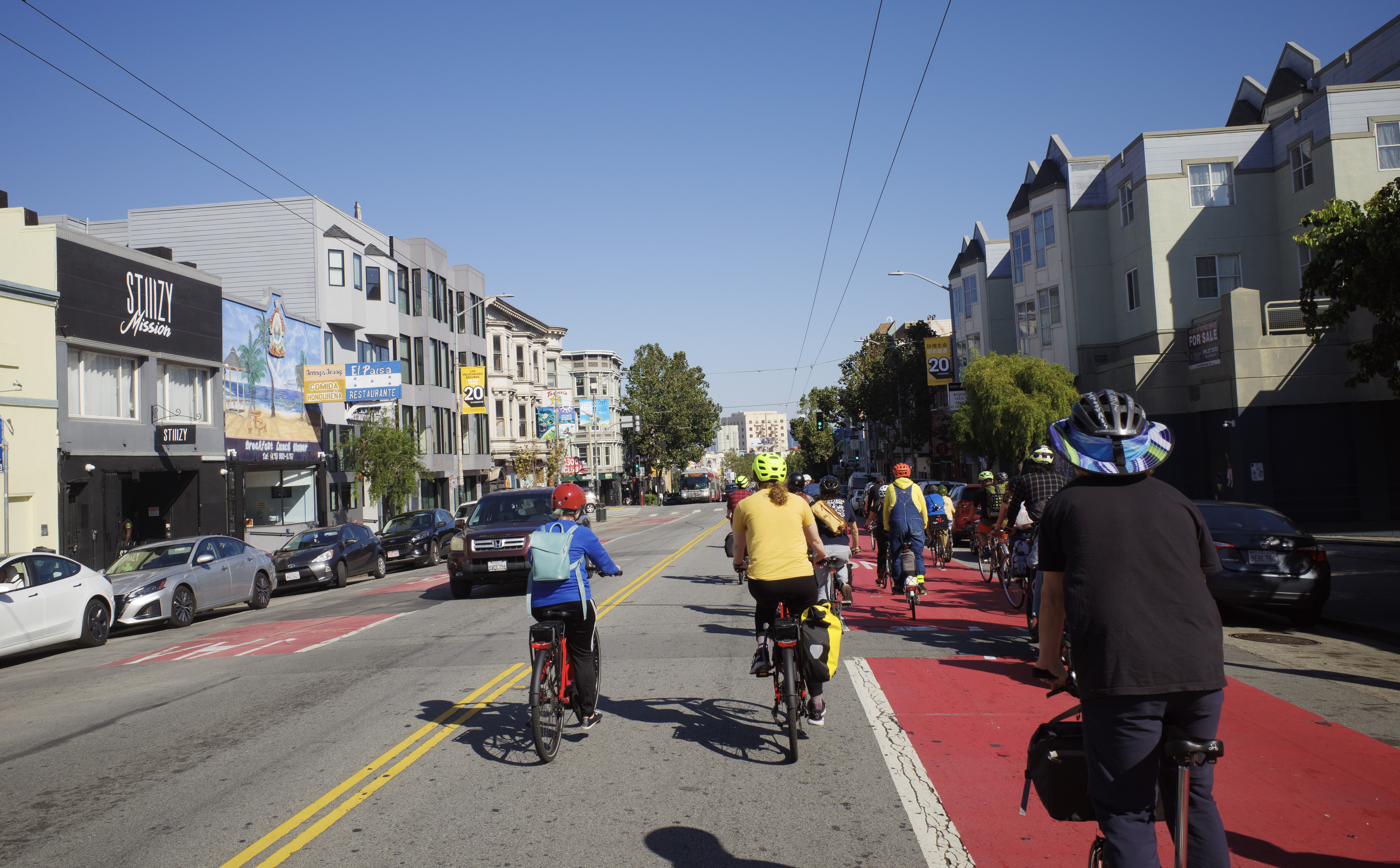 Riding in the traffic and red lane on Mission.