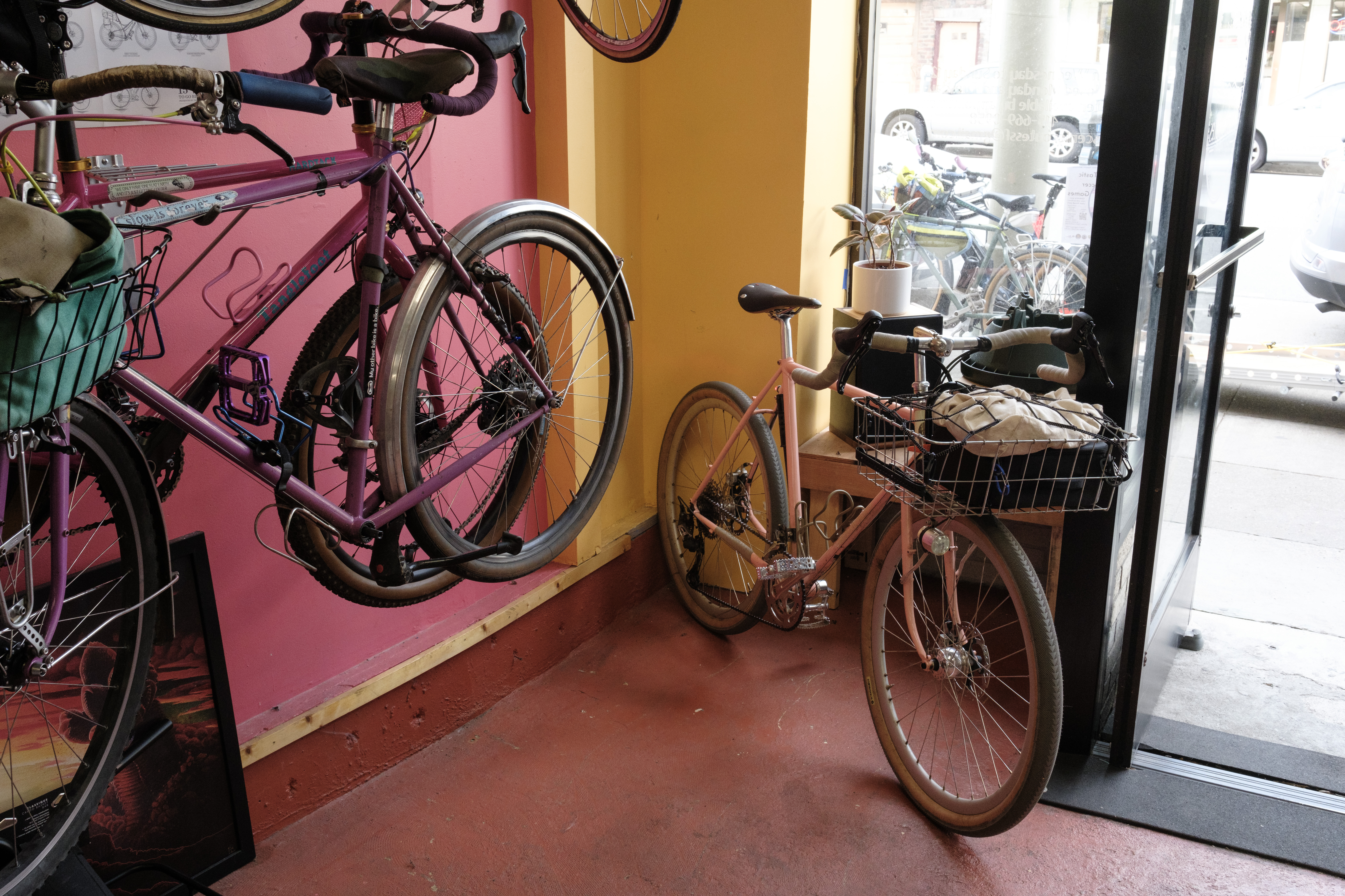 Ben's Crust Romanceur in the front window corner at the bike shop.