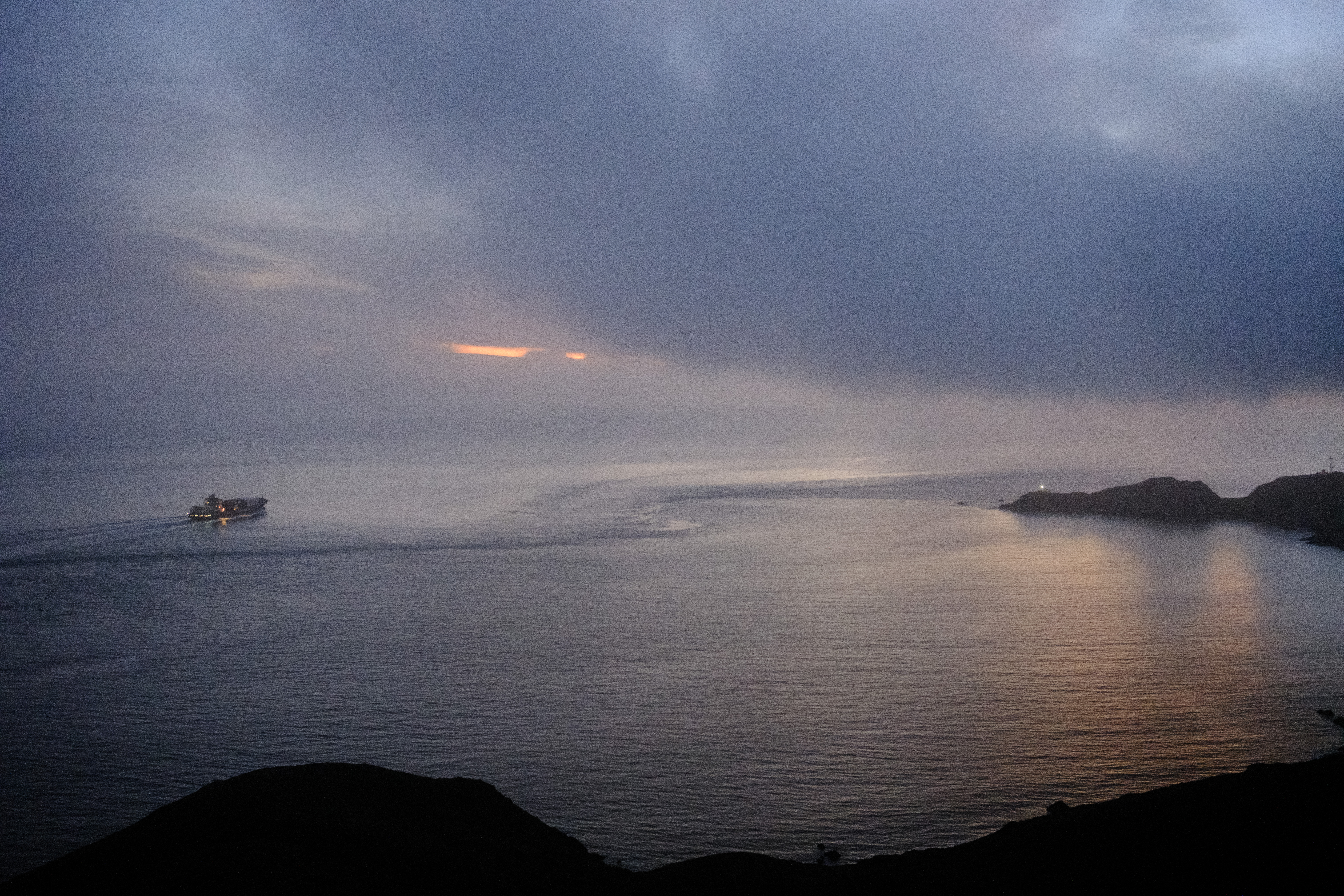 A view of Point Bonita from the other side of Hawk Hill